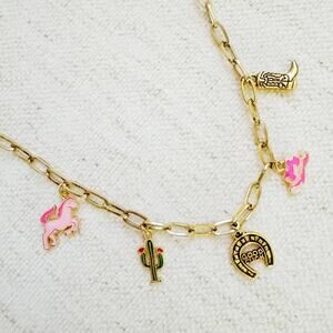 Yeehaw Cowgirl Rodeo Charm Necklace Western Icons